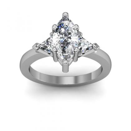 Marquise diamond ring with trillions