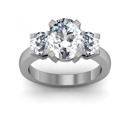 Oval cut Three Stone Engagement Rings
