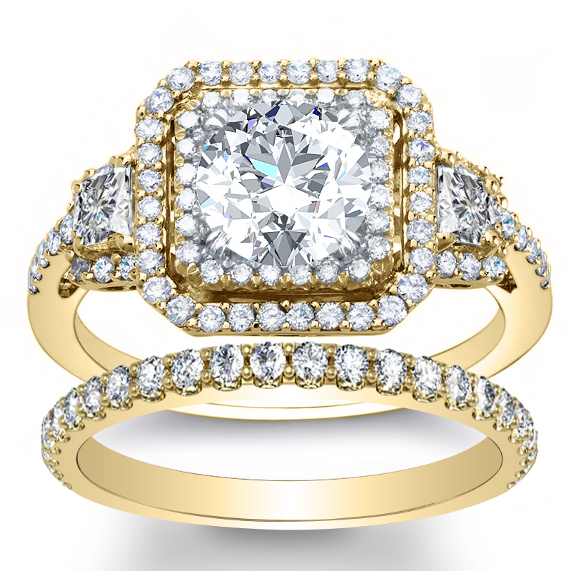 Buy Beautiful Elegant Knife Edge Style Diamond Bridal Set, 2 Carat F VS2  Princess Cut Diamond, 14k White Gold, Diamond Engagement Rings Set Online  in India - Etsy