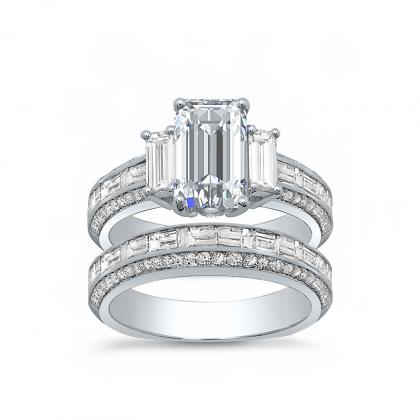 Wedding ring sets with baguettes