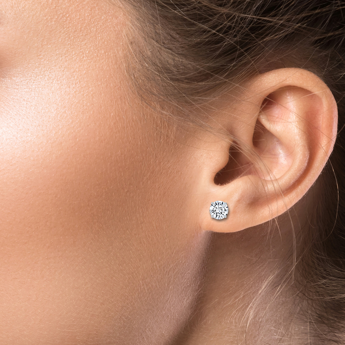 Carat Diamond Stud Earrings Round Cut (GIA Certified