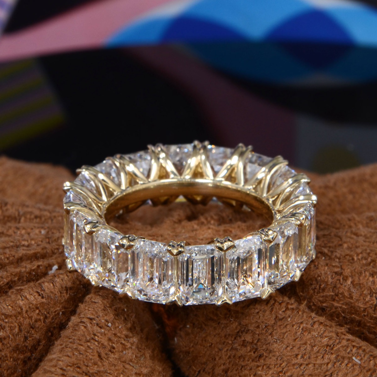 Emerald Eternity Band with V Prong
