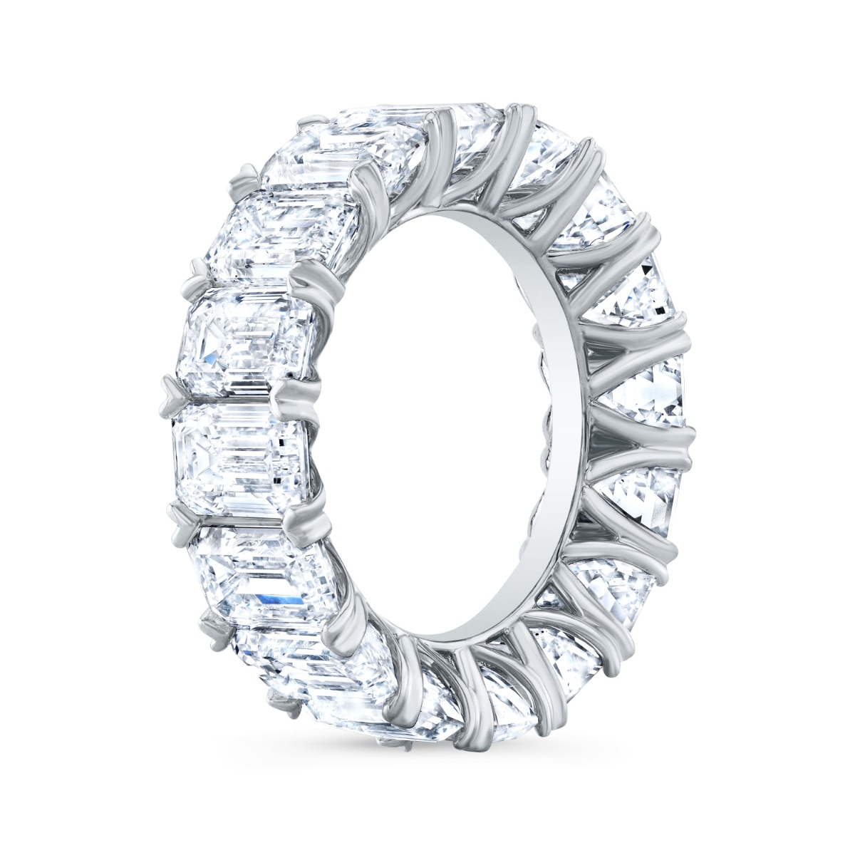 12 Carat V Prong Emerald Cut Eternity Band