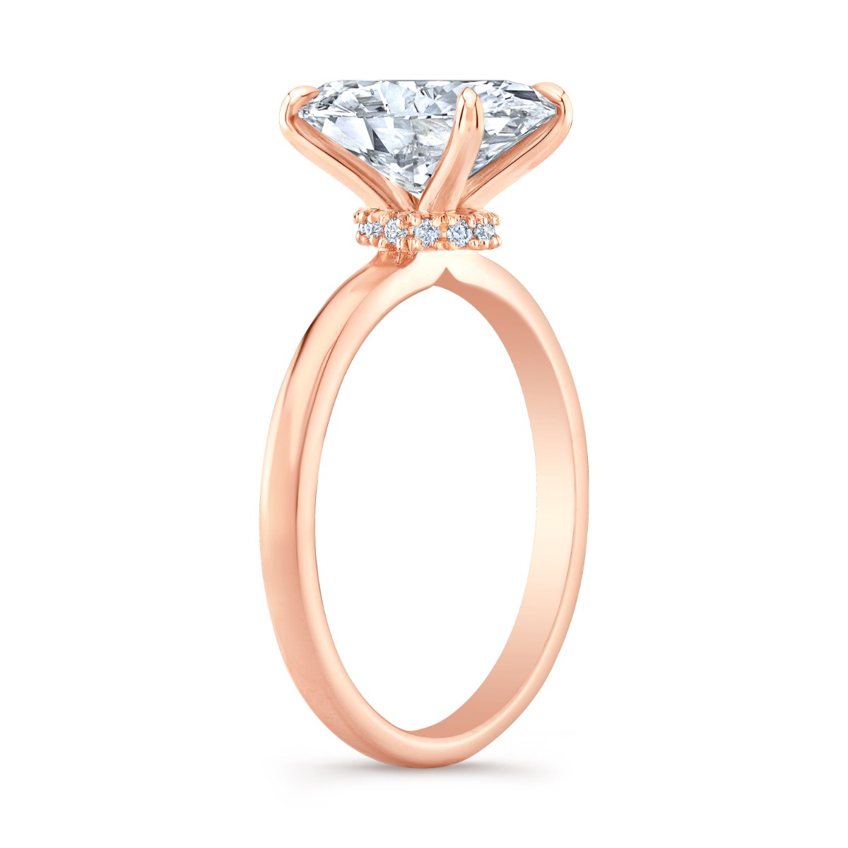 Minimalist Hidden Halo Solitaire Rose Gold Diamond Engagement Ring