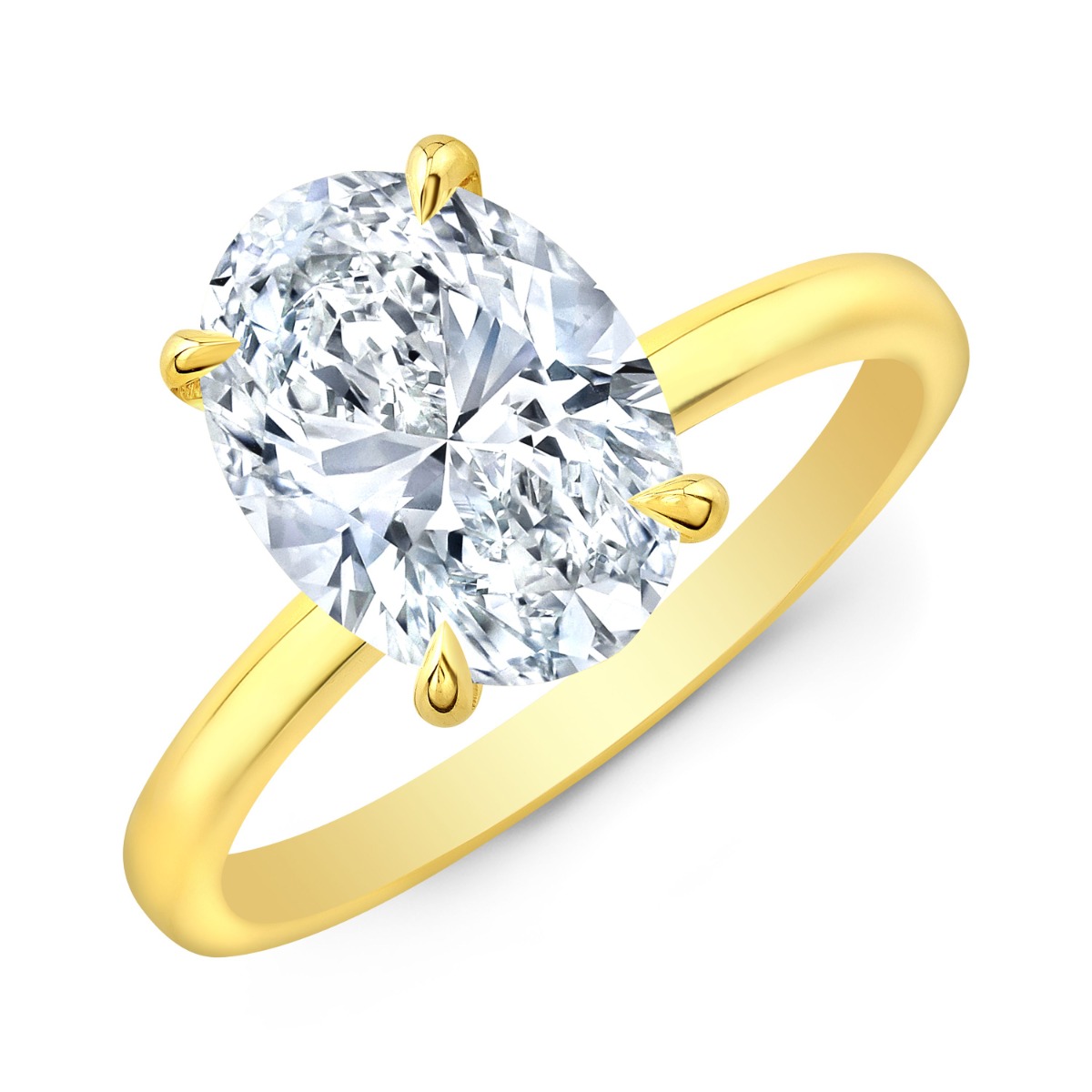 3.1 Carat Oval Cut Solitaire Diamond Engagement Ring in Yellow gold
