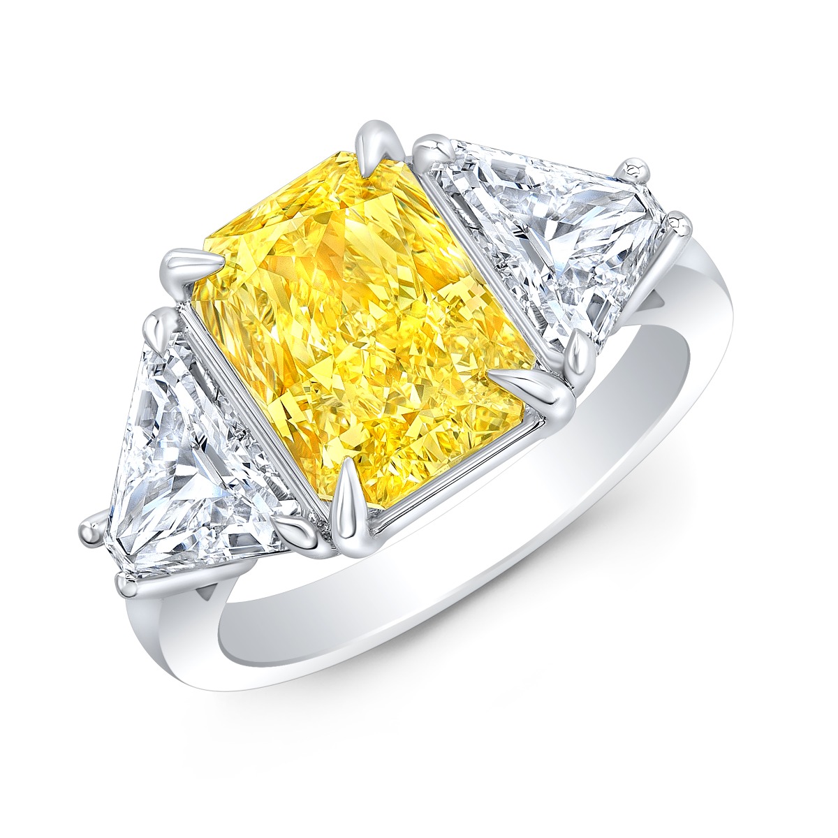 3 Stone Step Cut Trillion Diamond Engagement Ring