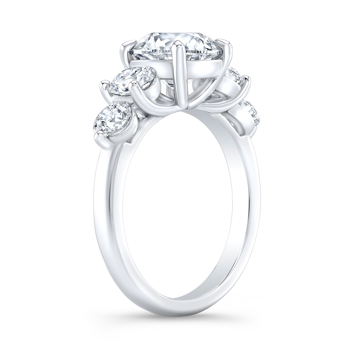 5 Stone Round Cut Diamond Engagement Ring