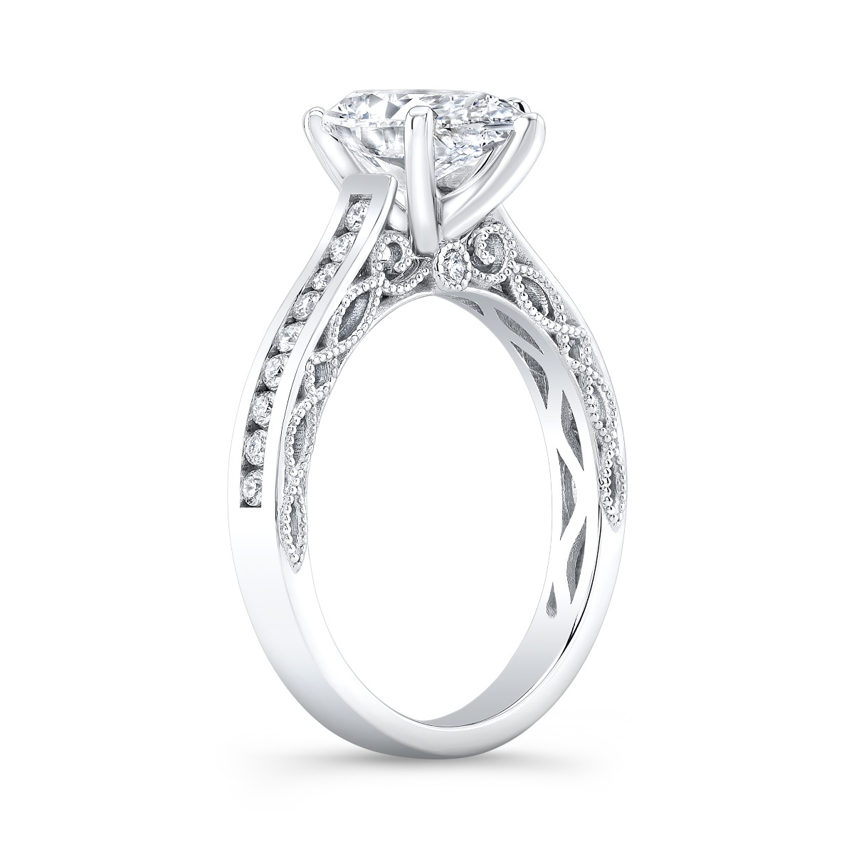 Art Deco Channel Setting Natural Diamonds Engagement Ring