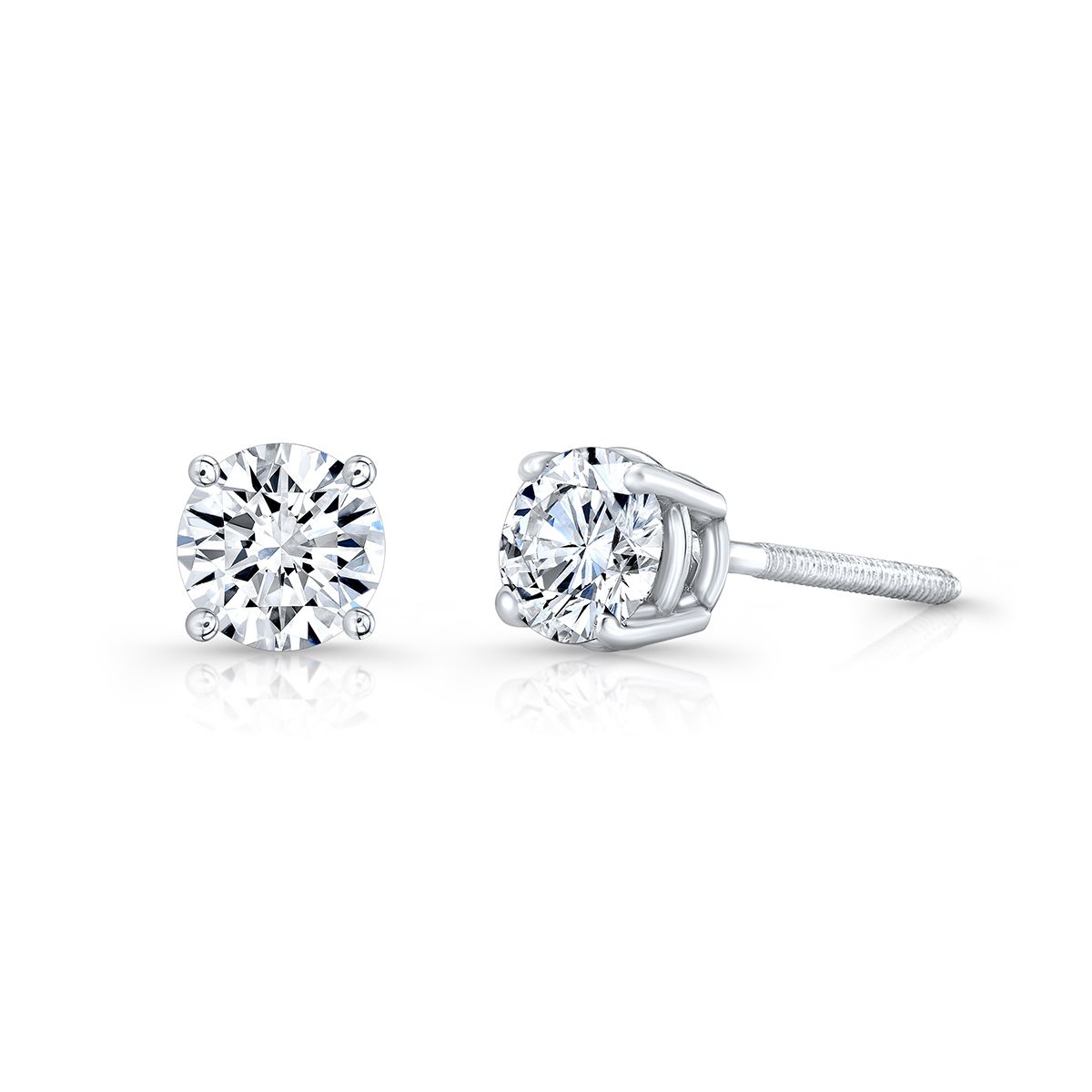 1 Carat Diamond Stud Earrings - Round Cut Diamonds 