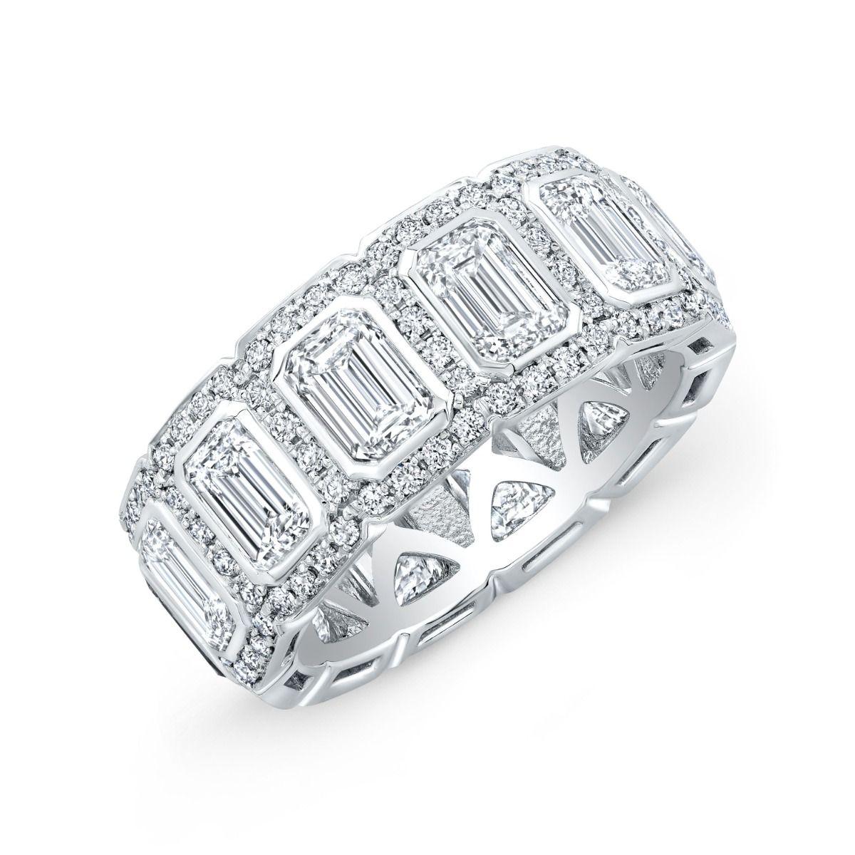 10 CARAT EMERALD CUT PAVE DIAMOND ETERNITY MEN'S BAND Diamond