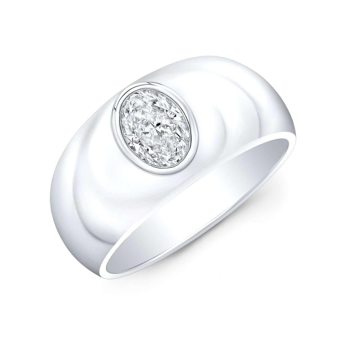 Oval Diamond Mens Engagement Ring