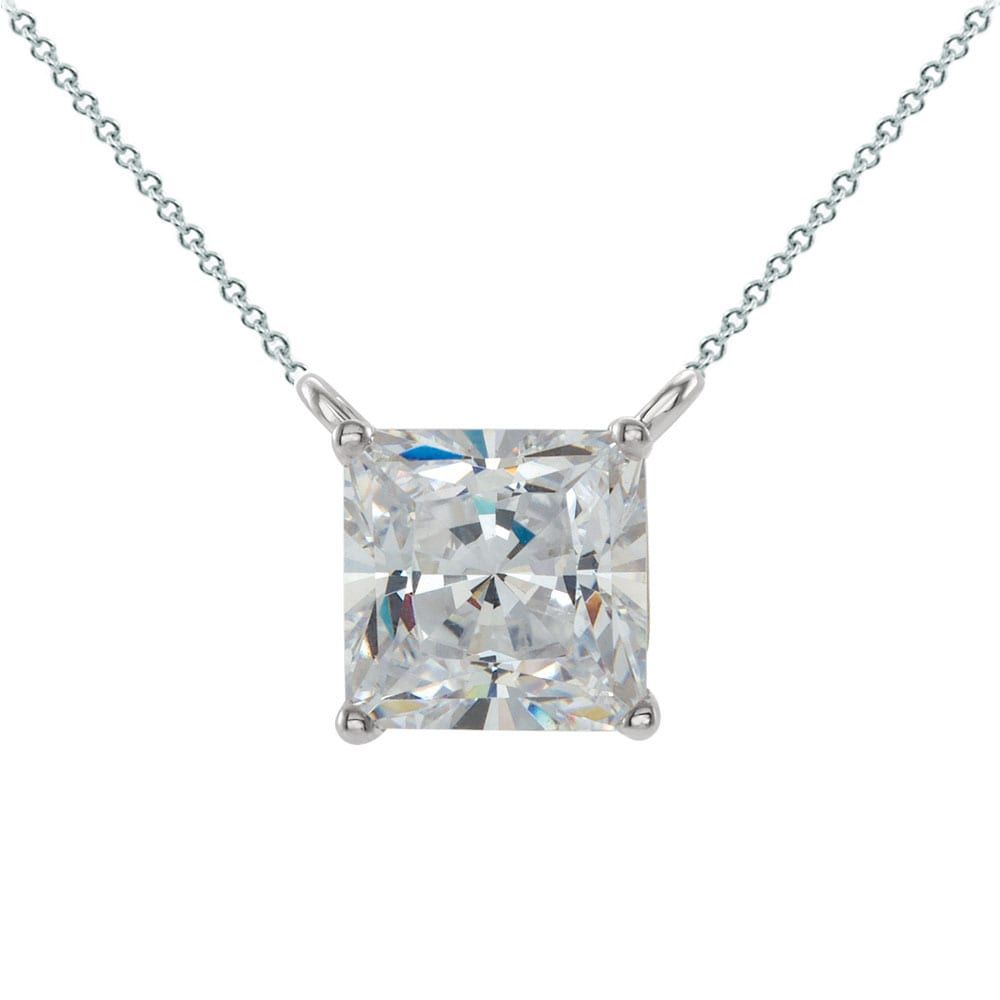 1 Carat Princess Cut Solitaire Diamond Necklace plus a 2mm Plain Band (18k Yellow) & a Free Necklace (18k Yellow)
