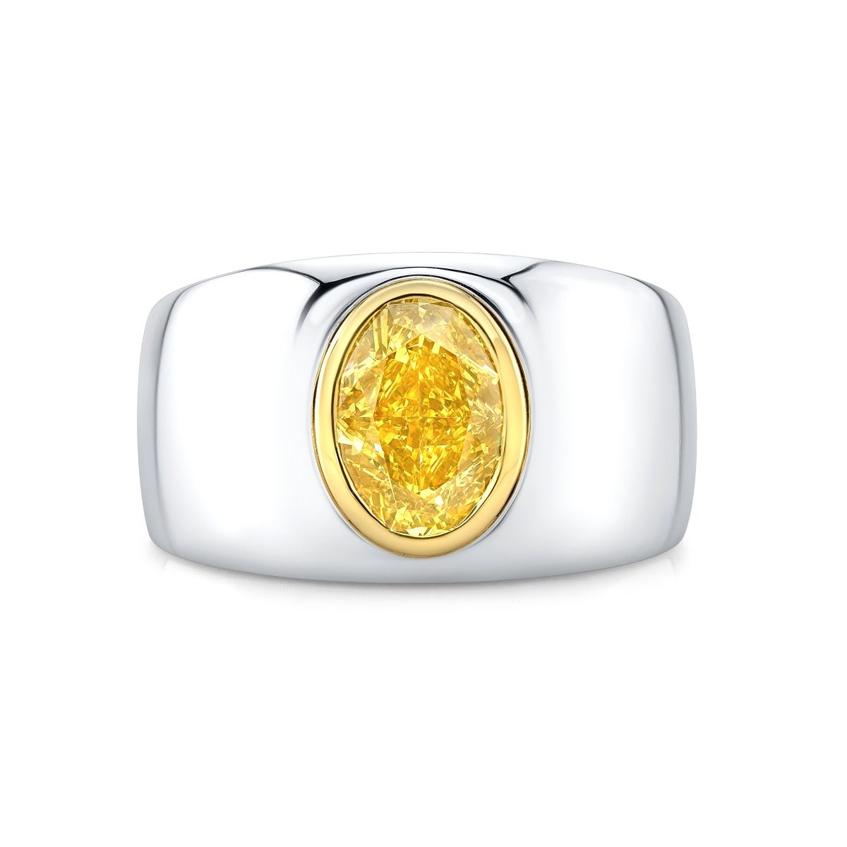 mens yellow diamond ring with oval diamond