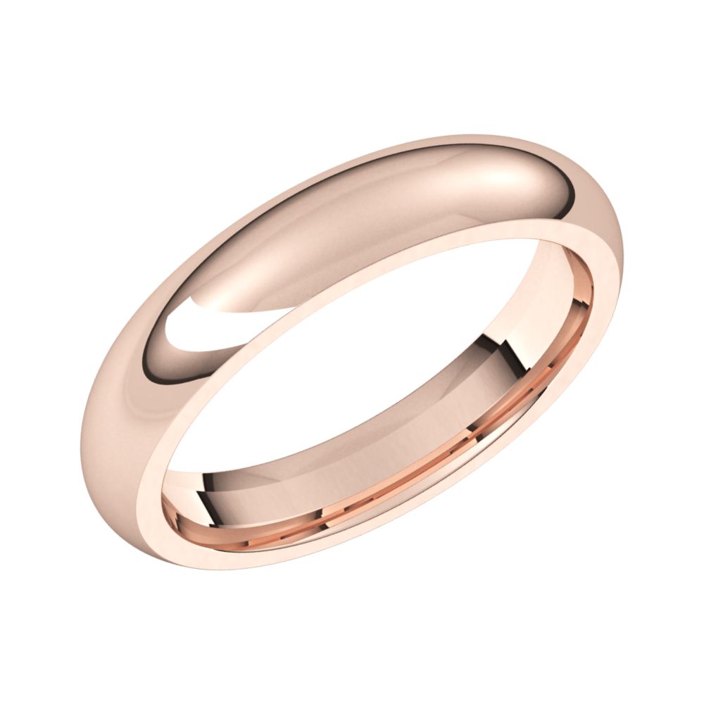 14k Rose Gold 4mm Classic Plain Comfort Fit Wedding Band Ring