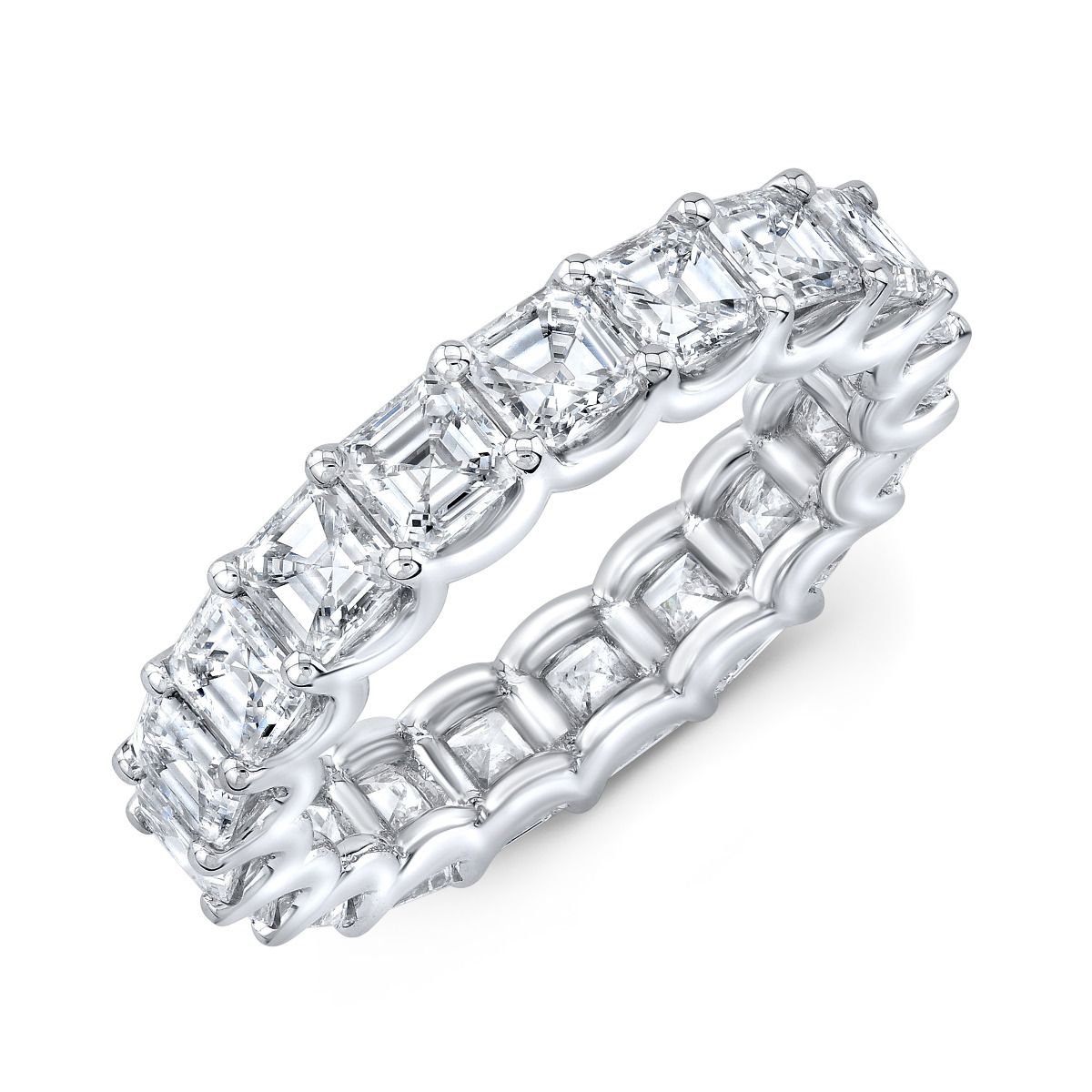 Also available in Solid White, Yellow or Rose Gold (14K or 18K) & Platinum this Asscher Cut Diamond Eternity Wedding Band ring is a MUST HAVE