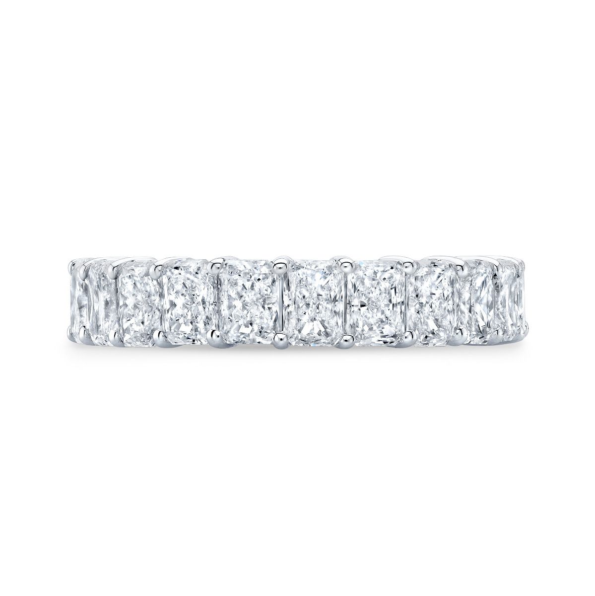 5 Carat Radiant eternity ring in front profile
