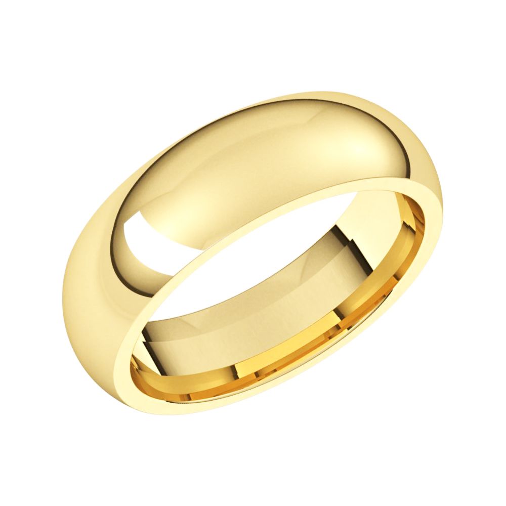 6mm Wedding Band Classic Comfort fit Yellow Gold