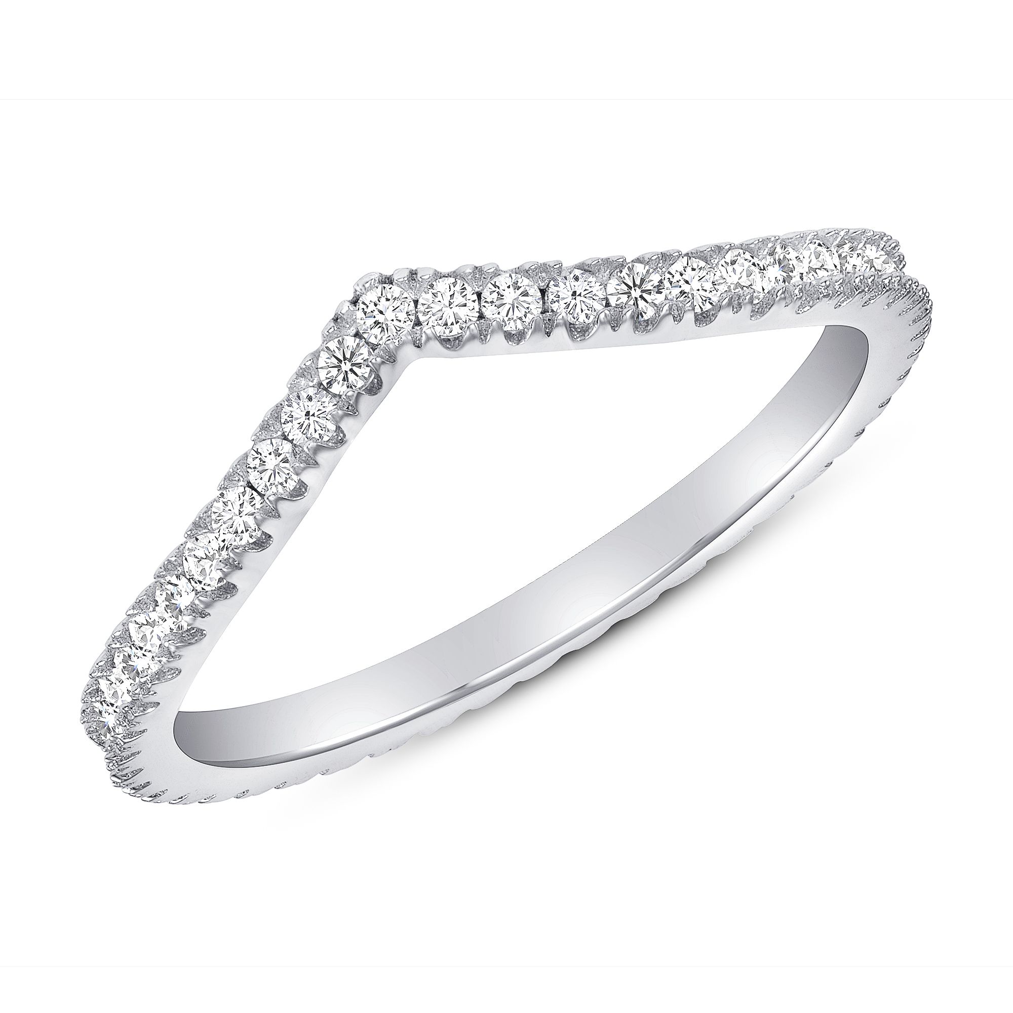 white gold v shape diamond ring