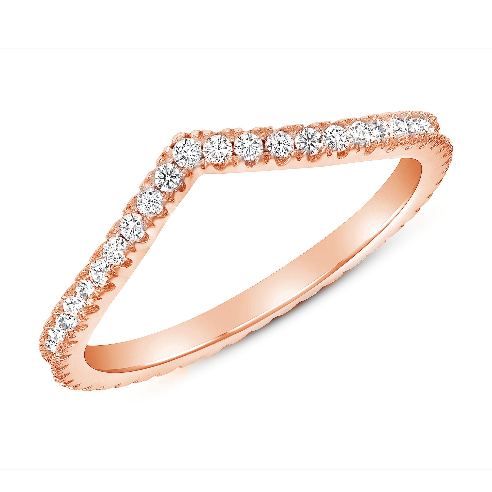 rose gold v shape diamond ring