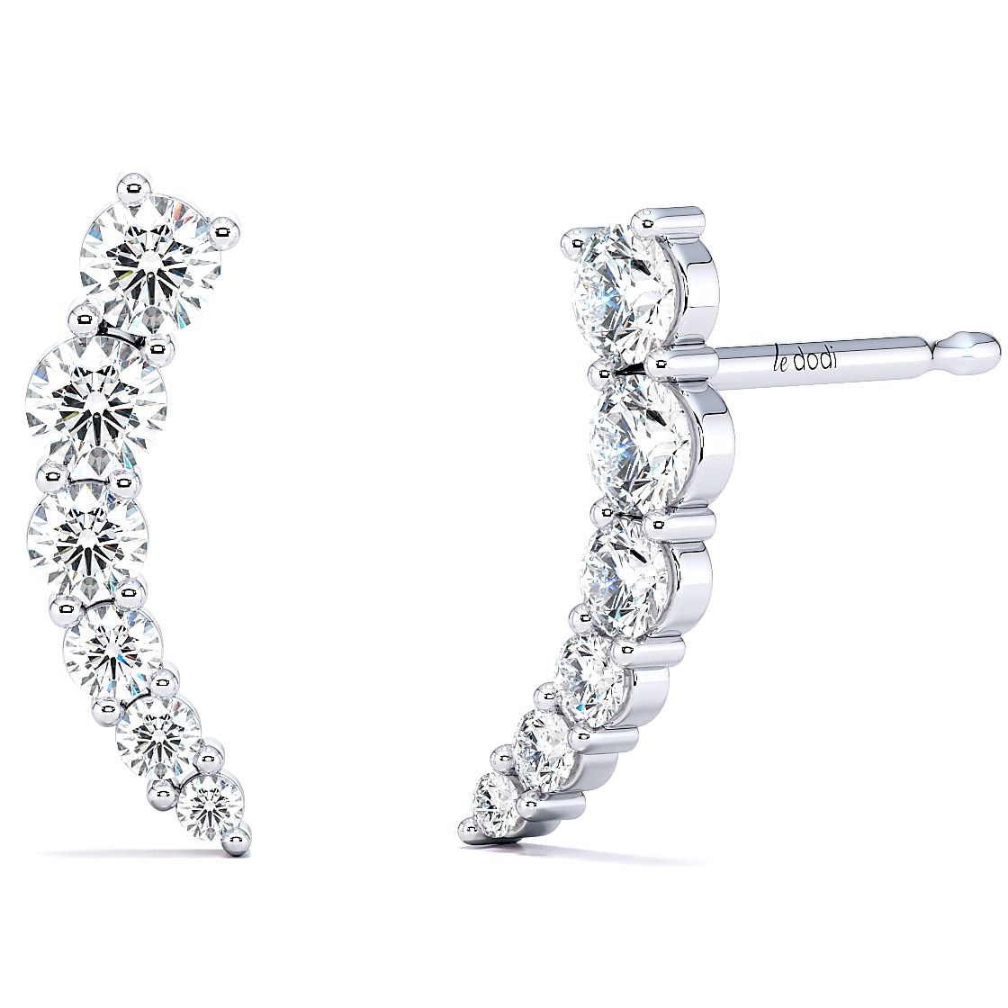 Curved store diamond earrings