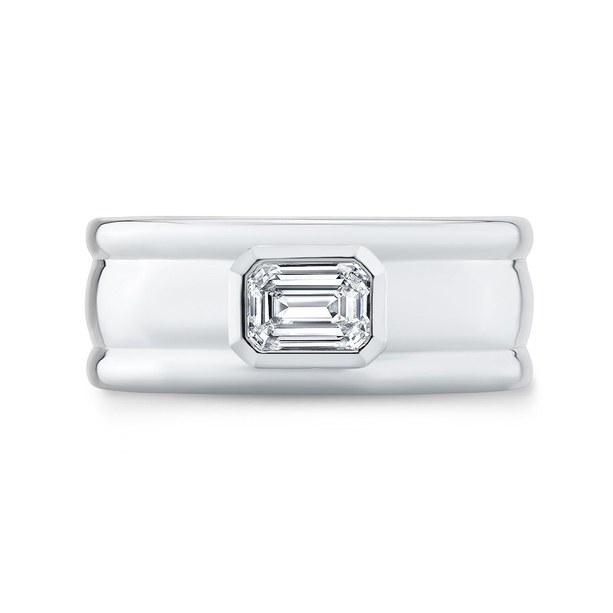 1 Carat Emerald Bezel Natural Men's Diamond Ring (GIA Certified)