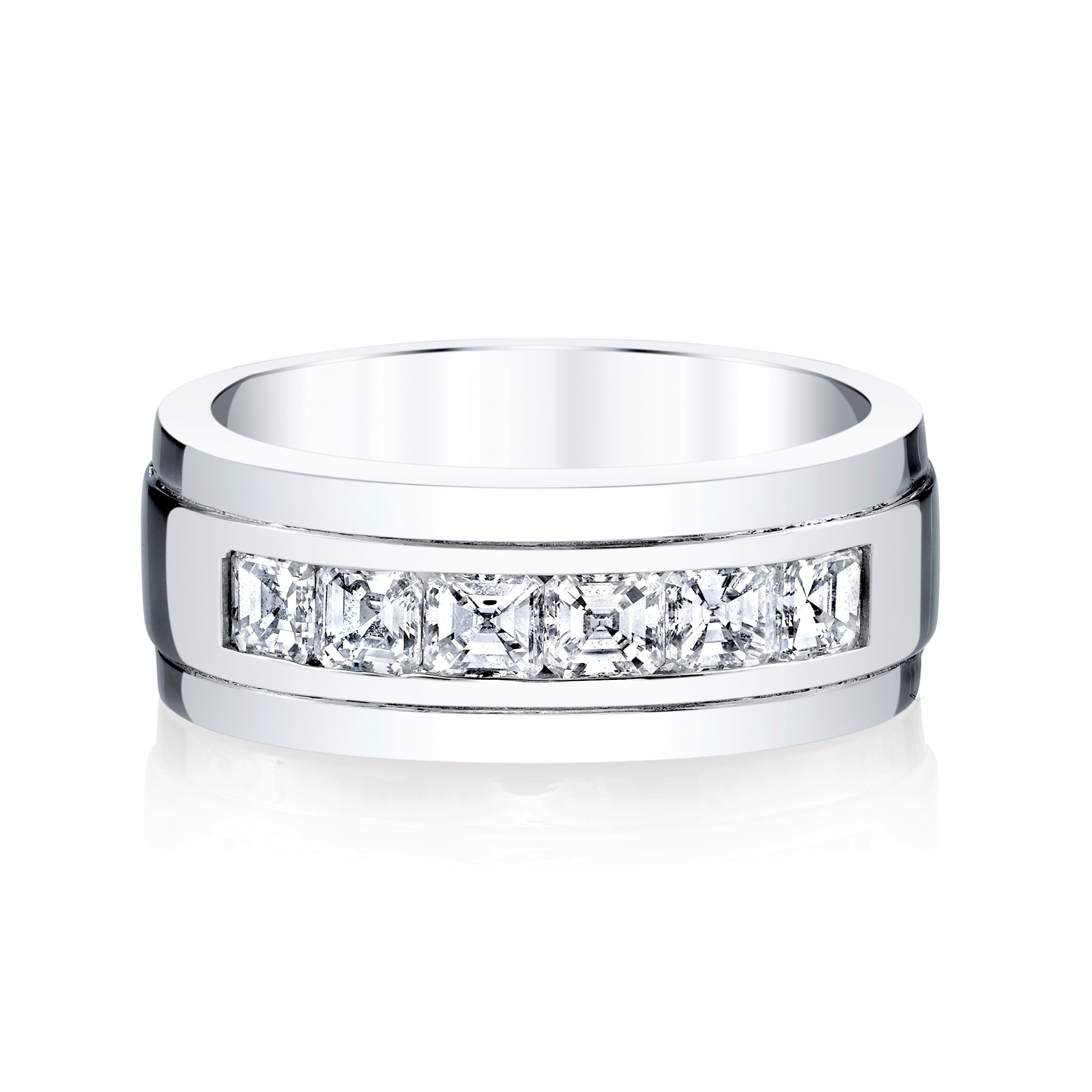 1.5 Carat Asscher Cut Channel Set Diamond Men's Band