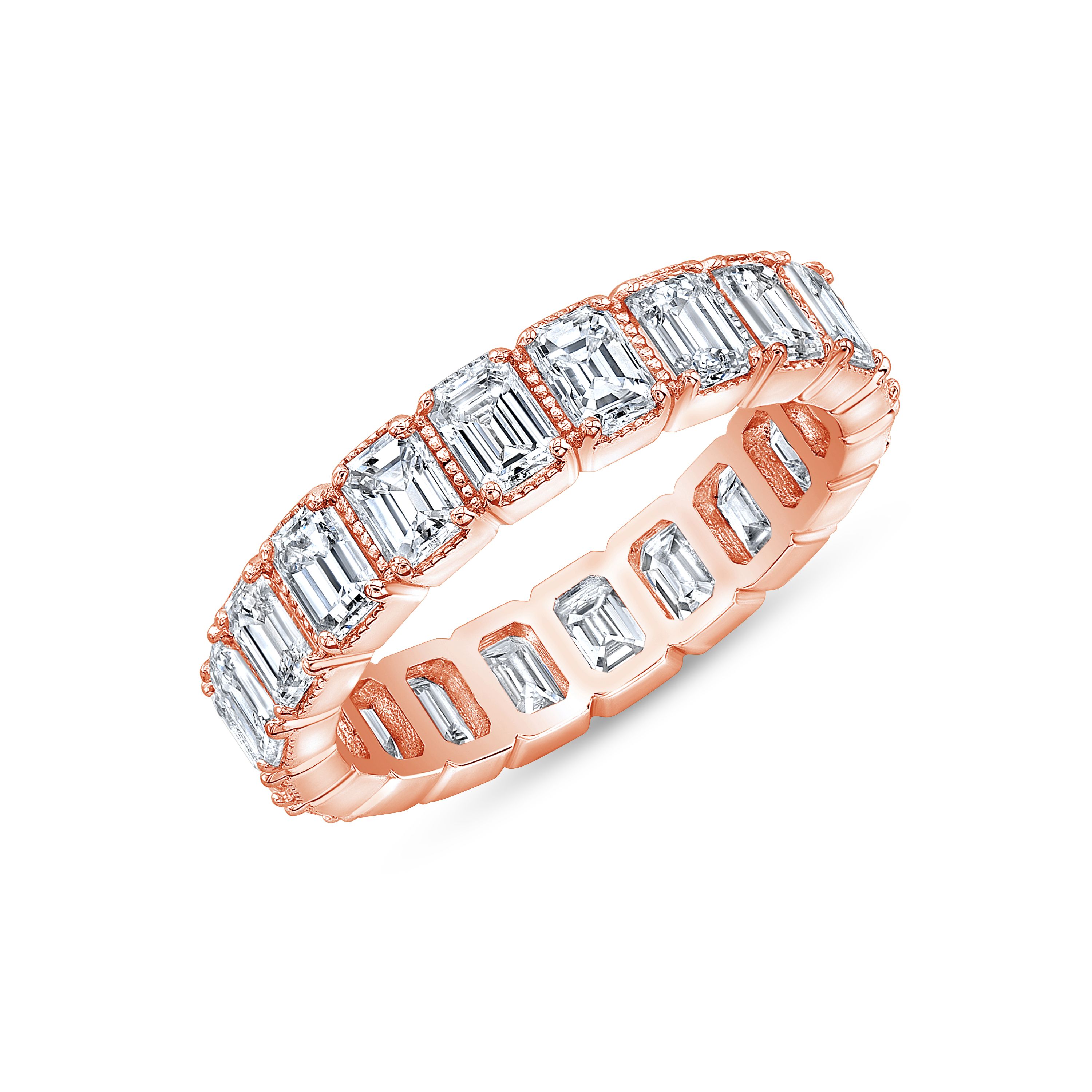 Krivox 0.50 Ct White Stone 18k Rsoe Gold Finish Alloy Full Eternity Wedding Band Ring