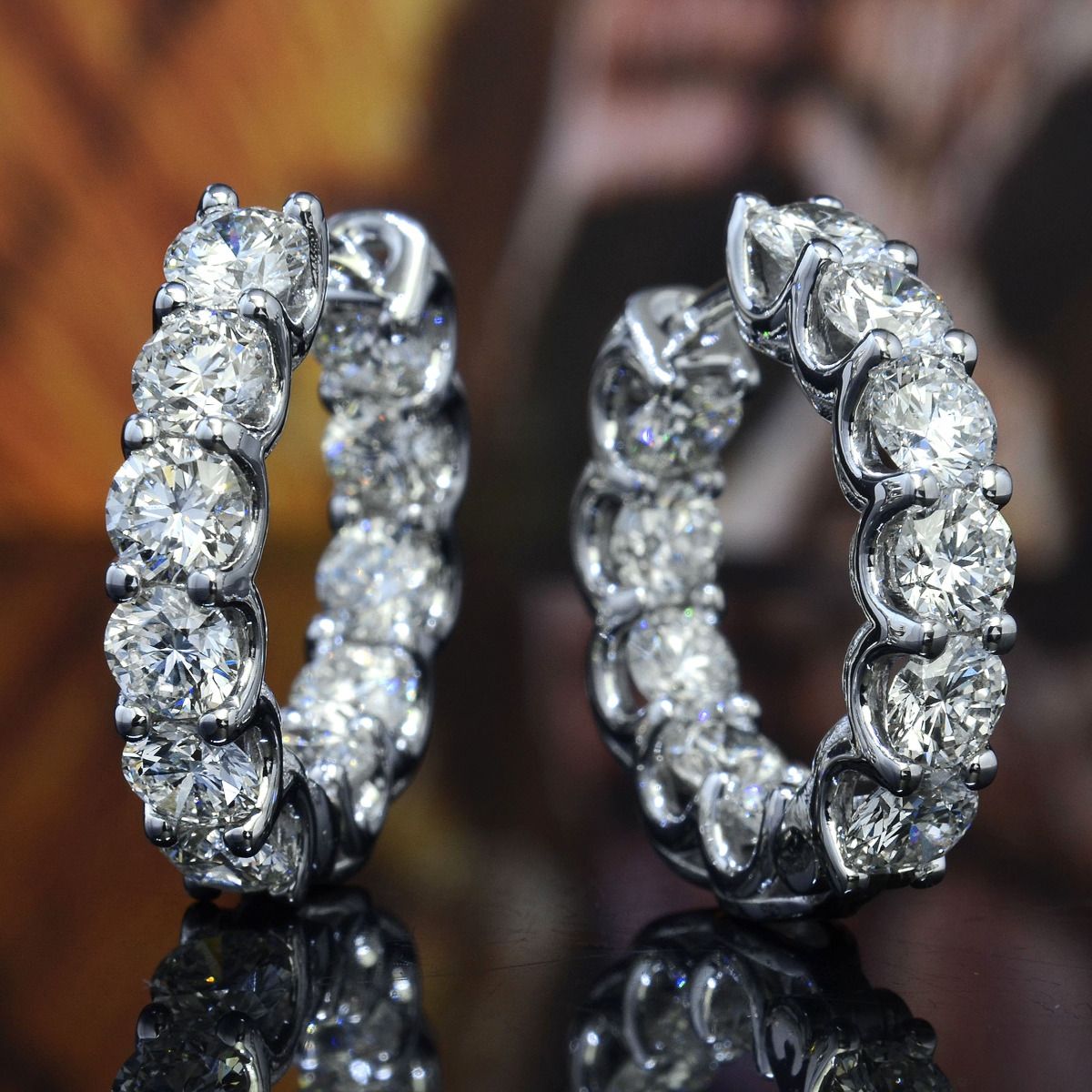 5 Carat Inside Out Diamond Hoop Earrings