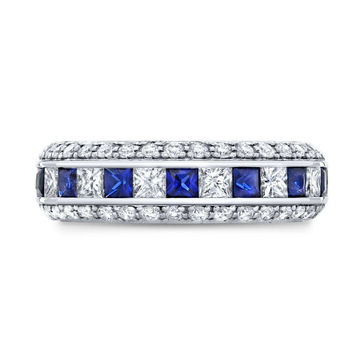 3.50 Carat Princess Blue Sapphire Diamond Eternity Diamond Mansion