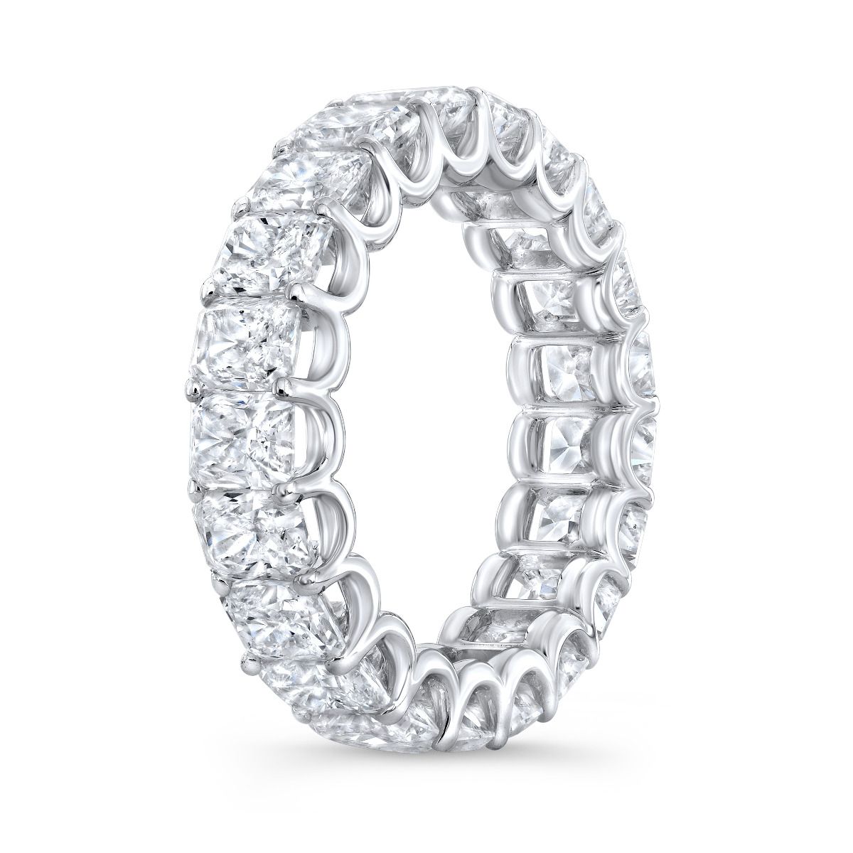 Radiant cut Diamonds that go all the way around is set on this beautiful U-Prong design.