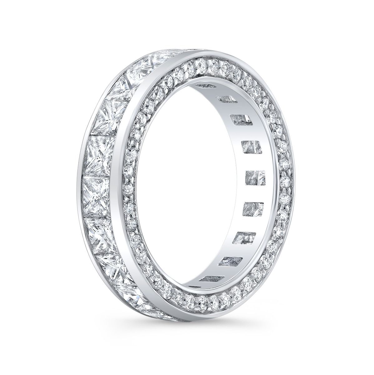 4.5 Carat Princess Cut Diamond Eternity Wedding Band ring side profile