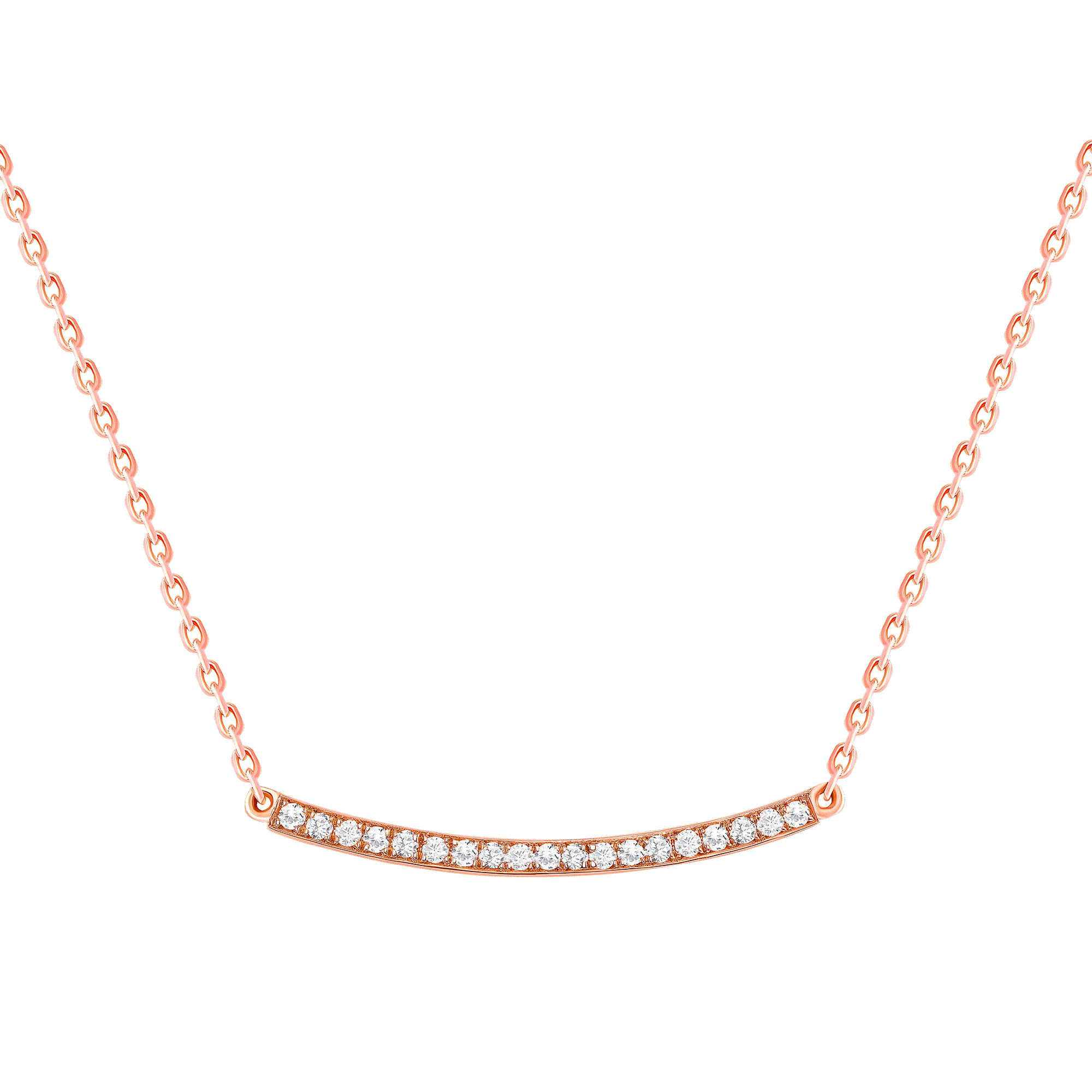 Rose Gold Loopy Diamond Bar Necklace