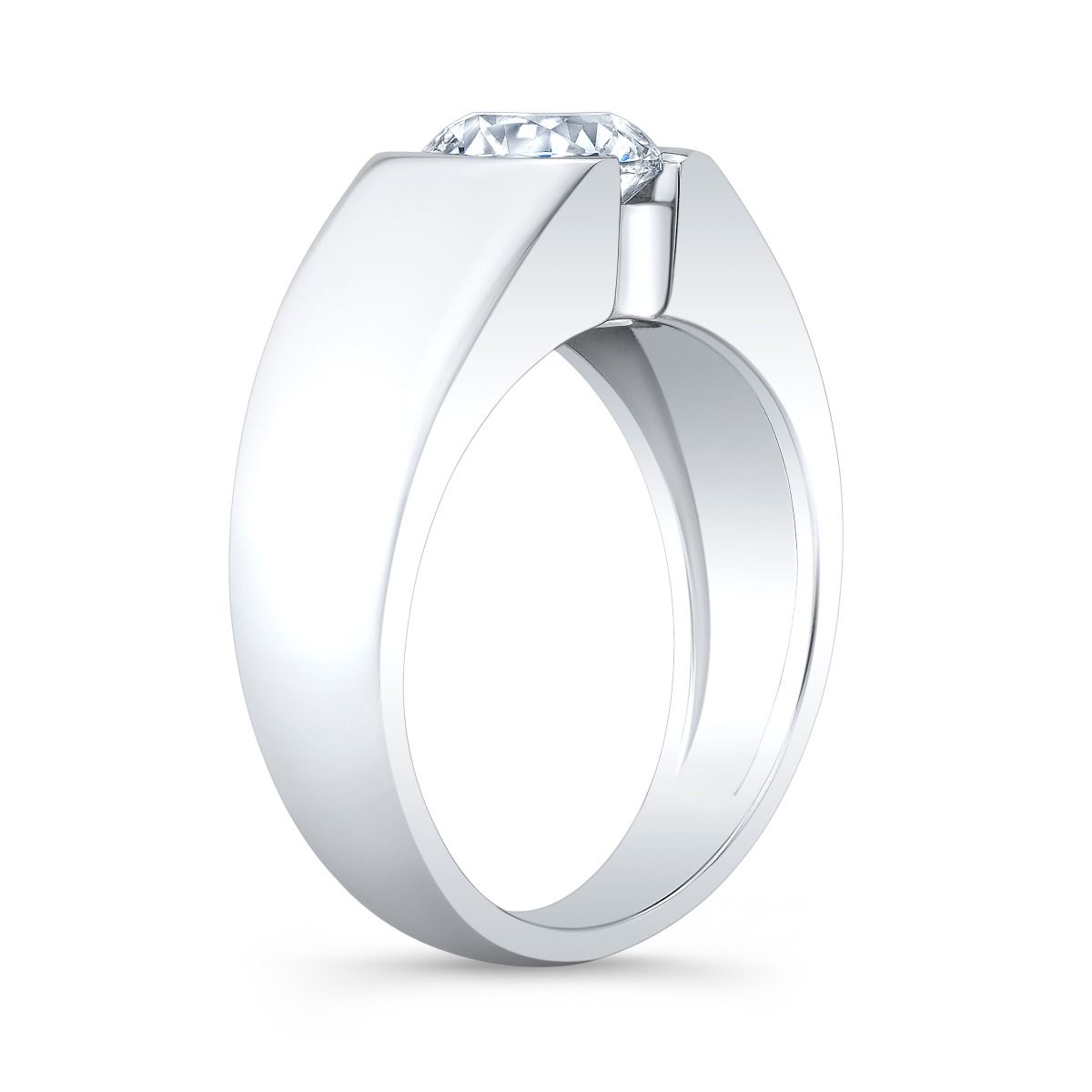 1 Carat Round Bezel Natural Men's Diamond Ring (GIA Certified)