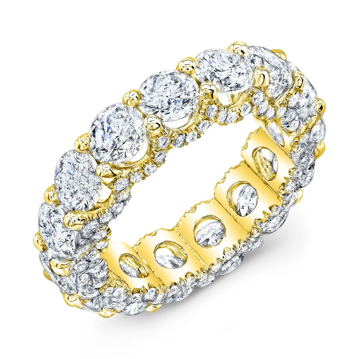 7.5 Carat U Prong Micro Pave Eternity Band GIA Certified