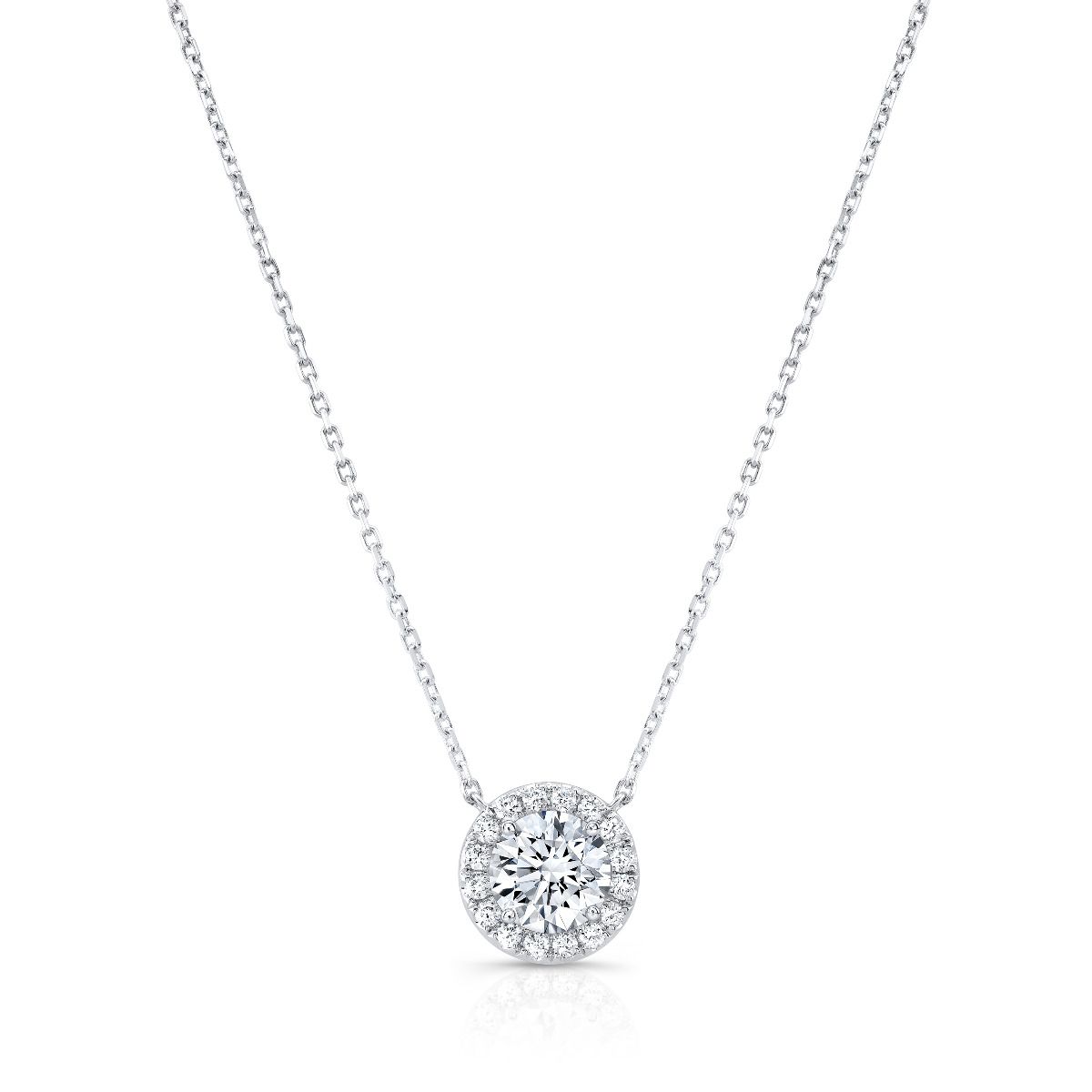Lab-Created Diamond 2-Stone Necklace 1 ct tw Round 14K White Gold | Jared