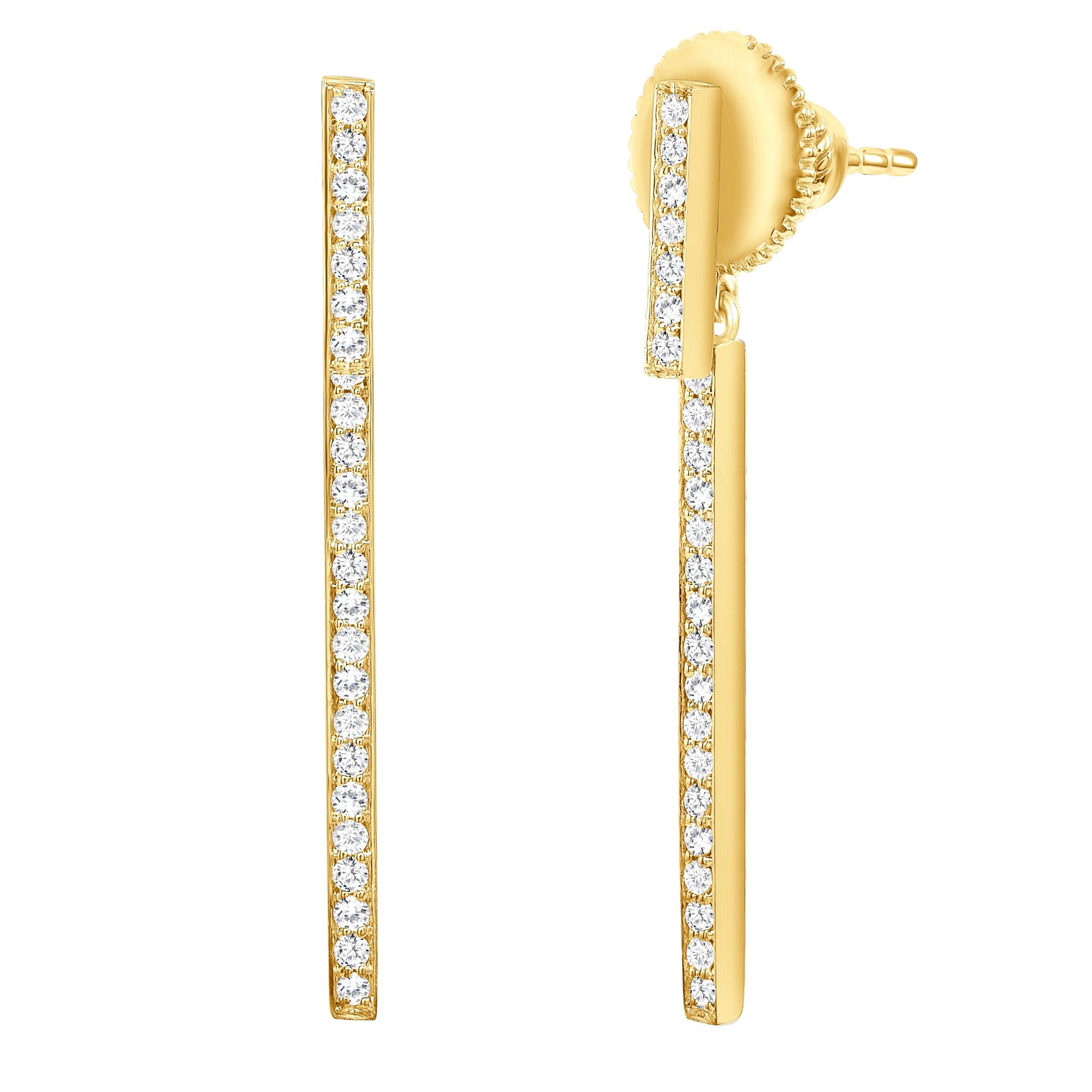 Dainty Chain and Bead Long Gold Drop Earrings