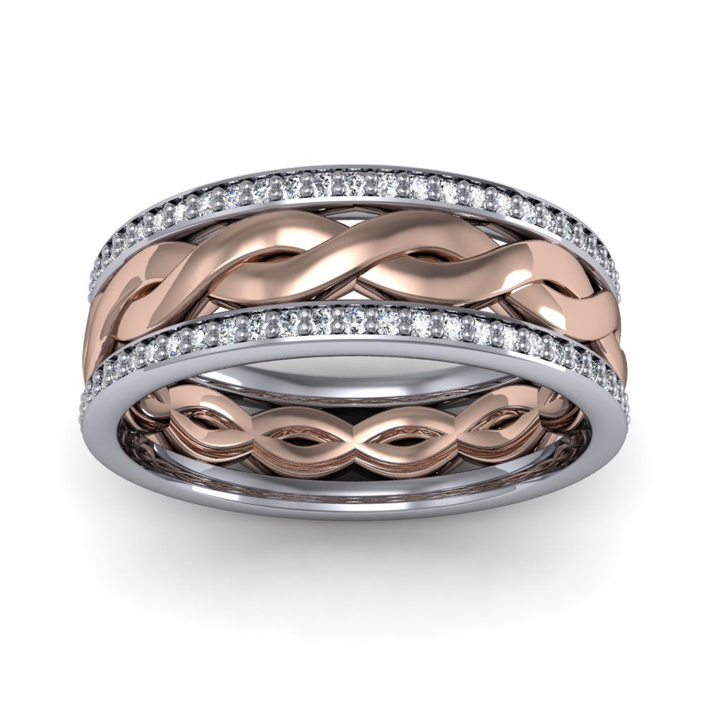 Natural Infinity Two Toned Eternity Pave Diamond Wedding Band 
