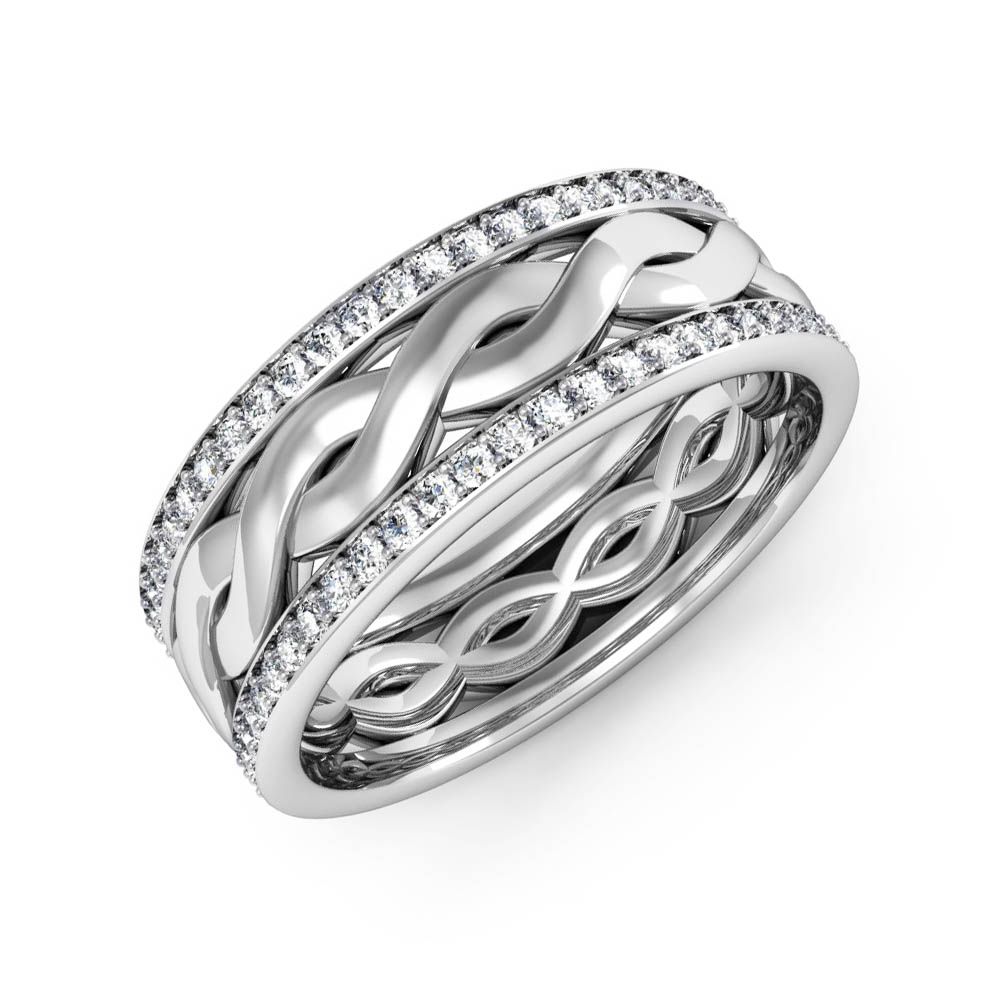 Natural Infinity Two Toned Eternity Pave Diamond Wedding Band 