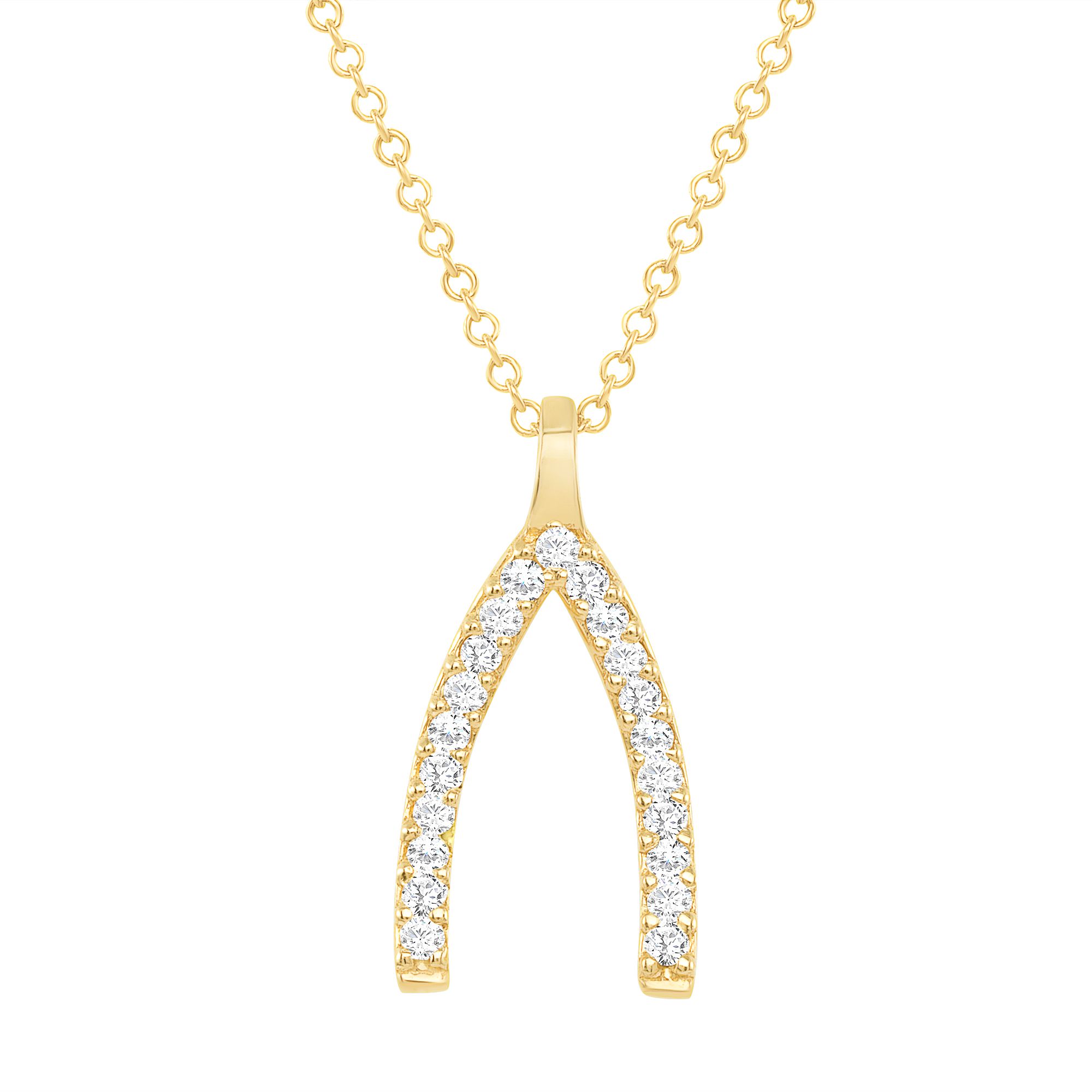 Yellow Gold Wishbone Diamond Necklace