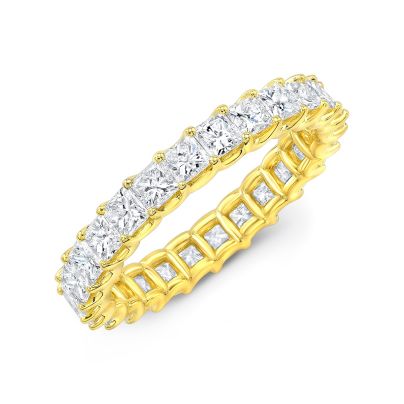 A U-Prong shaped Eternity Band in Yellow Gold set with Natural Princess Cut Diamonds