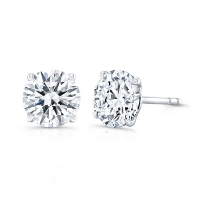4 Carat Round Martini Stud Earrings (4 Prong Style- GIA Certified)