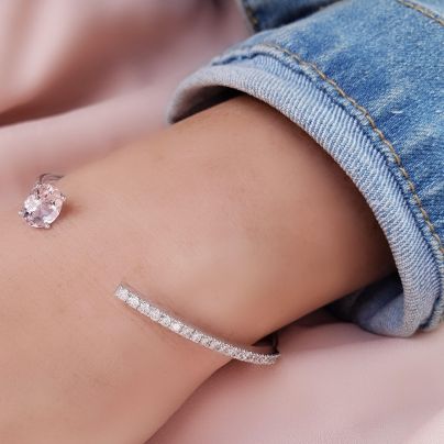Cherry Blossom Diamond Sapphire Bangle Cuff