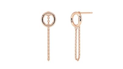 Rose Gold Circle & Chain Earrings