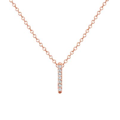 Rose Gold Dainty Diamond Vertical Bar Necklace