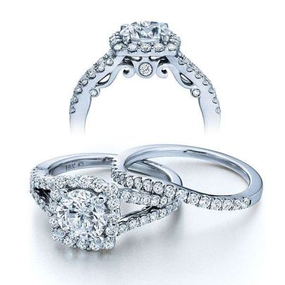 Insignia Verragio Halo Designer Natural Diamond Wedding Set