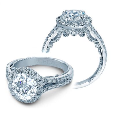 Split Shank Halo Filigree Verragio Natural Diamond Wedding Set