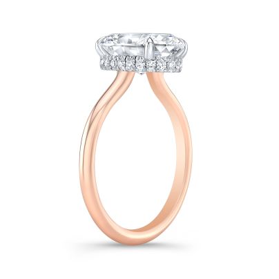 1.15 Ct. Natural Diamond Oval Cut Solitaire Hidden Halo Pave Diamond Engagement Ring 14K Rose Gold GIA