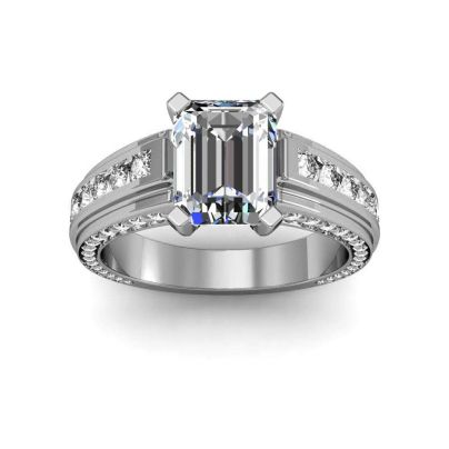 Channel and Bead Set Natural Diamonds Engagement Ring