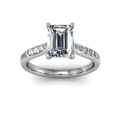 Prong Princess-cut Channel Natural Diamonds Engagement Ring