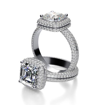 Halo Micro Pave Eternity Diamond Engagement Ring